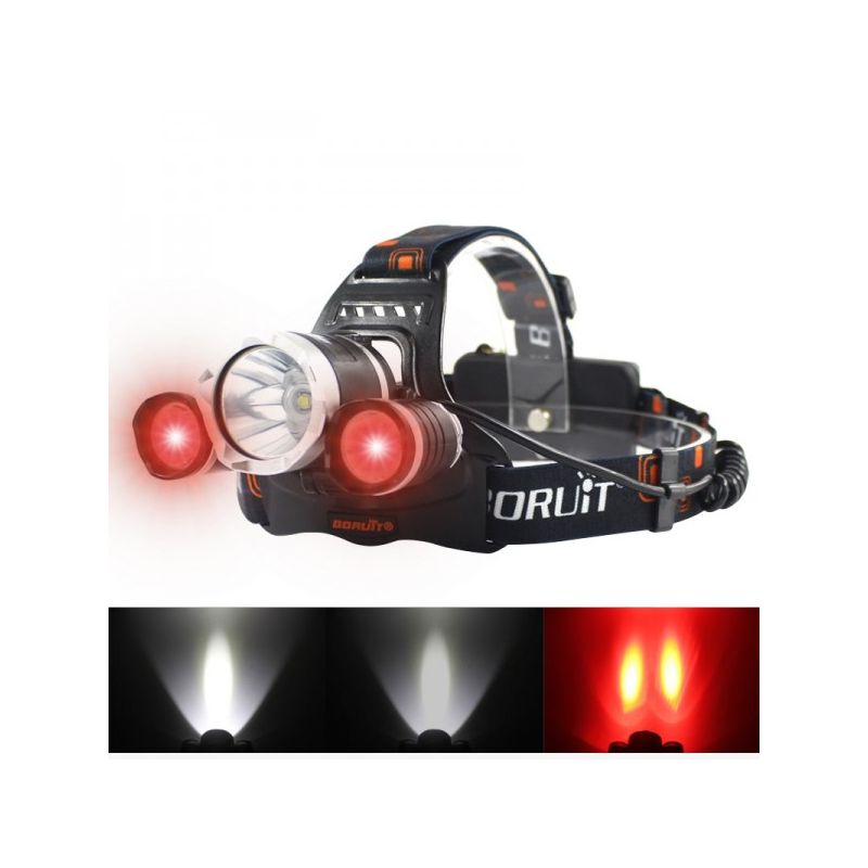 Boruit RJ-3000 LED-Scheinwerfer T6 weißes Licht und 2 x XPE R5 grüne Licht-LED-Scheinwerfer