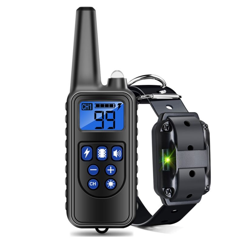 800 m Hundetrainingshalsband Hundetrainingsgerät IP7 Wasserdichtes Haustier-Fernbedienung Wiederaufladbares Hundehalsband