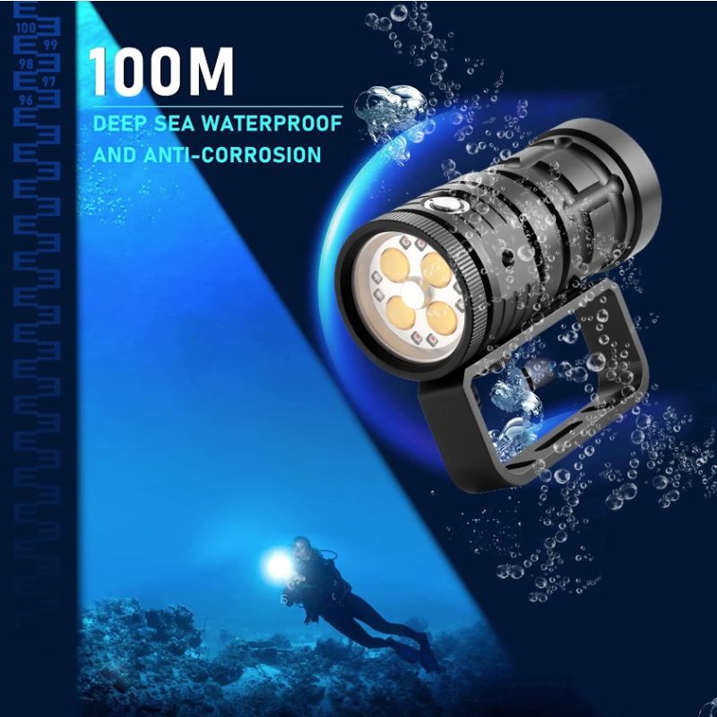 Tauchen Licht Highlight Taschenlampe 10000Lumen Taktische Tauchen Taschenlampe Unterwasser 100M Wasserdichte Video Kamera fotografie Licht