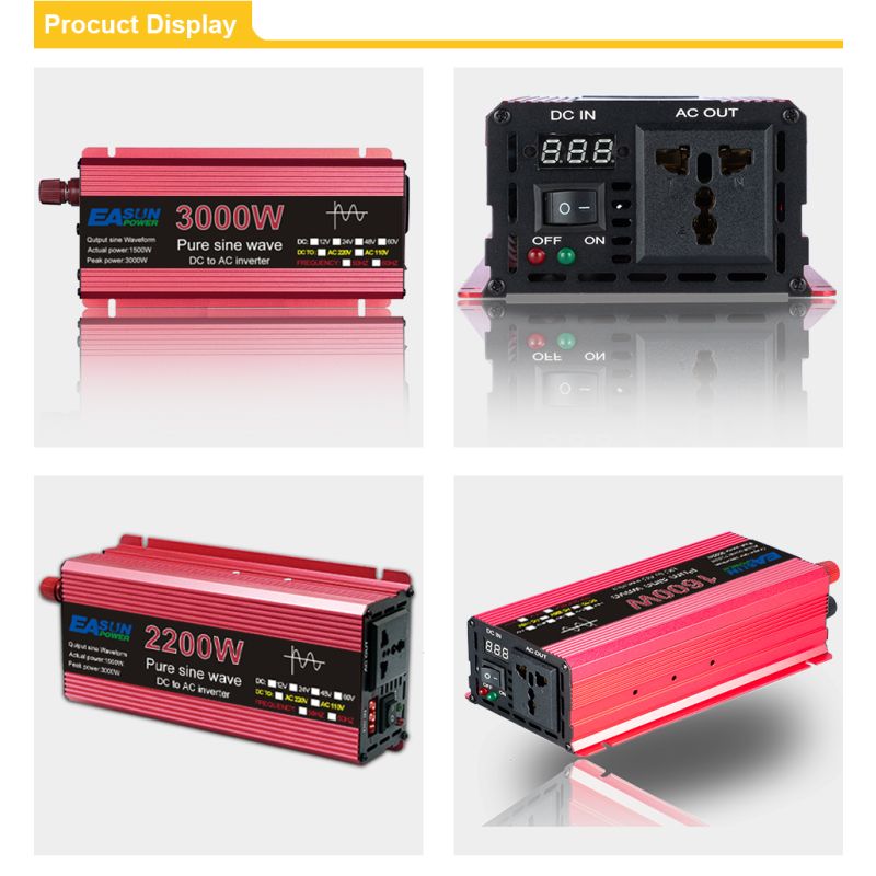 Reiner Sinus-Wechselrichter 3000W 2200W 1600W 1000W Spannung DC 12V 24V bis AC 110V 220V Transformator Power Converter Solar Inverter