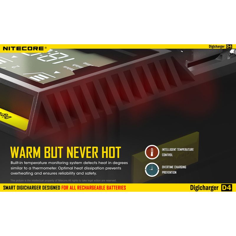 Nitecore D4 Digicharger LCD-Anzeige Batterie Nitecore-Ladegerät Intelligent 2.0 Fit Li-Ion 18650 14500 16340 26650