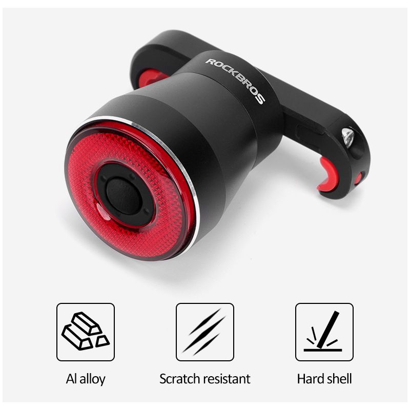 ROCKBROS Q5 Fahrrad Smart Auto Brake Sensing Light IPx6 Wasserdichtes LED-Laderad Rücklicht Fahrradrücklicht