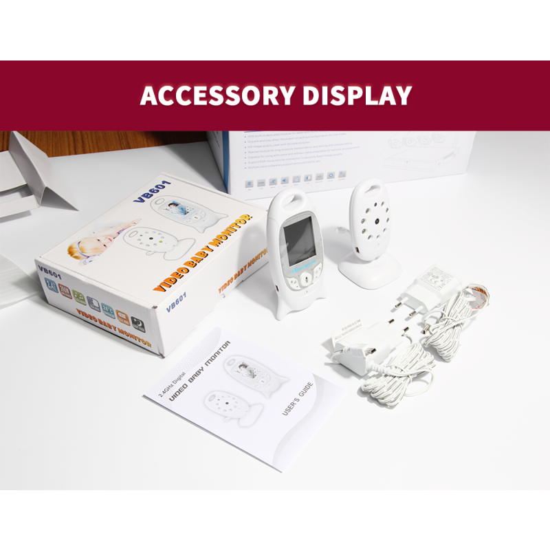 VB601 2.4G Funk-Video-Baby-Monitor 2.0-Zoll-Farb-Sicherheits-Kamera 2-Wege-Talk NightVision-IR-LED-Temperaturüberwachung mit 8 BLULBY