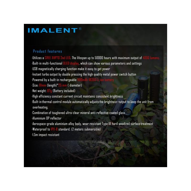 Imalent LD70 XHP 70 4000 LUMEN LED-Taschenlampe