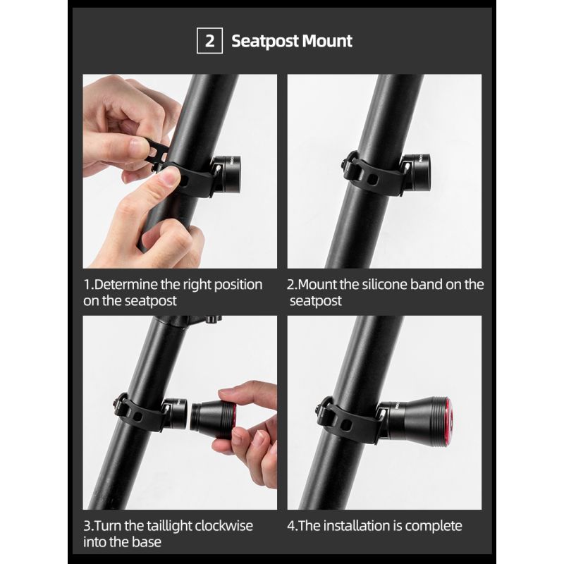 ROCKBROS Q5 Fahrrad Smart Auto Brake Sensing Light IPx6 Wasserdichtes LED-Laderad Rücklicht Fahrradrücklicht