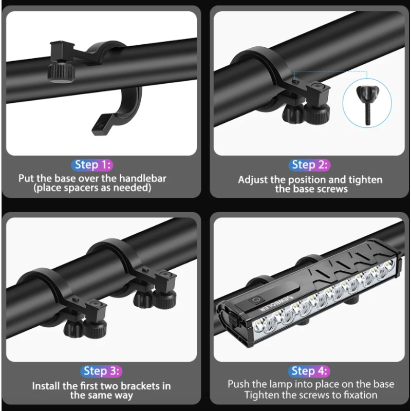 NITEBEAM Fahrradlicht vorne 10000 Lumen Fahrradlicht 10000 mAh wasserdichte Taschenlampe USB-Lade-MTB-Straßenradlampe