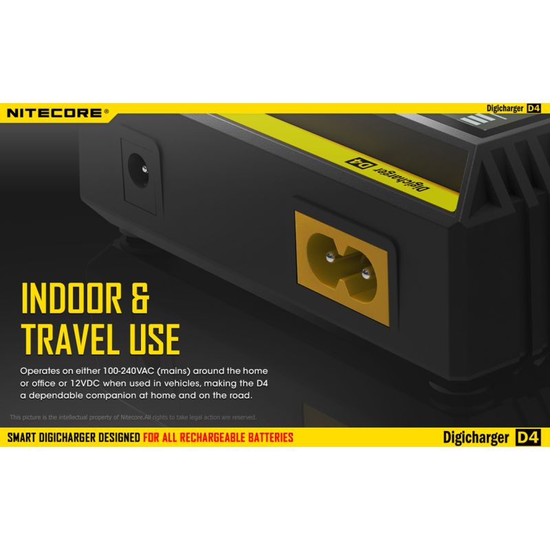 Nitecore D4 Digicharger LCD-Anzeige Batterie Nitecore-Ladegerät Intelligent 2.0 Fit Li-Ion 18650 14500 16340 26650