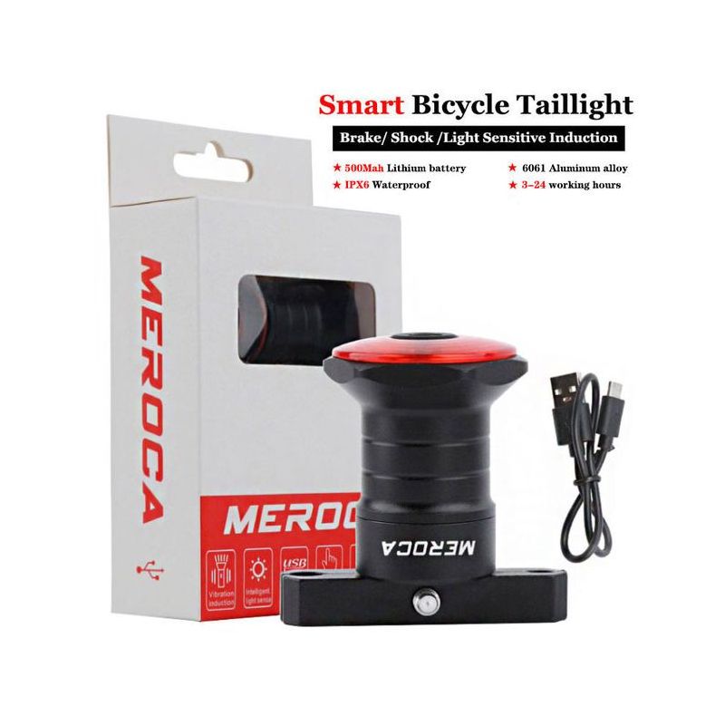 Smart Fahrradschwanz Rücklicht Auto Start Anschlag Bremse IPX6 Wasserdichte USB-Ladung Radfahren Tail Taislight Bike LED-Leuchten