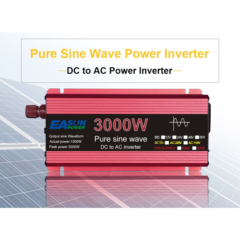 Reiner Sinus-Wechselrichter 3000W 2200W 1600W 1000W Spannung DC 12V 24V bis AC 110V 220V Transformator Power Converter Solar Inverter