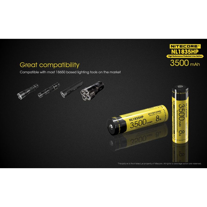 NITECORE NL1835HP 3500MAH 3.6V 12.6WH 8A Hochleistung 18650 Batterie