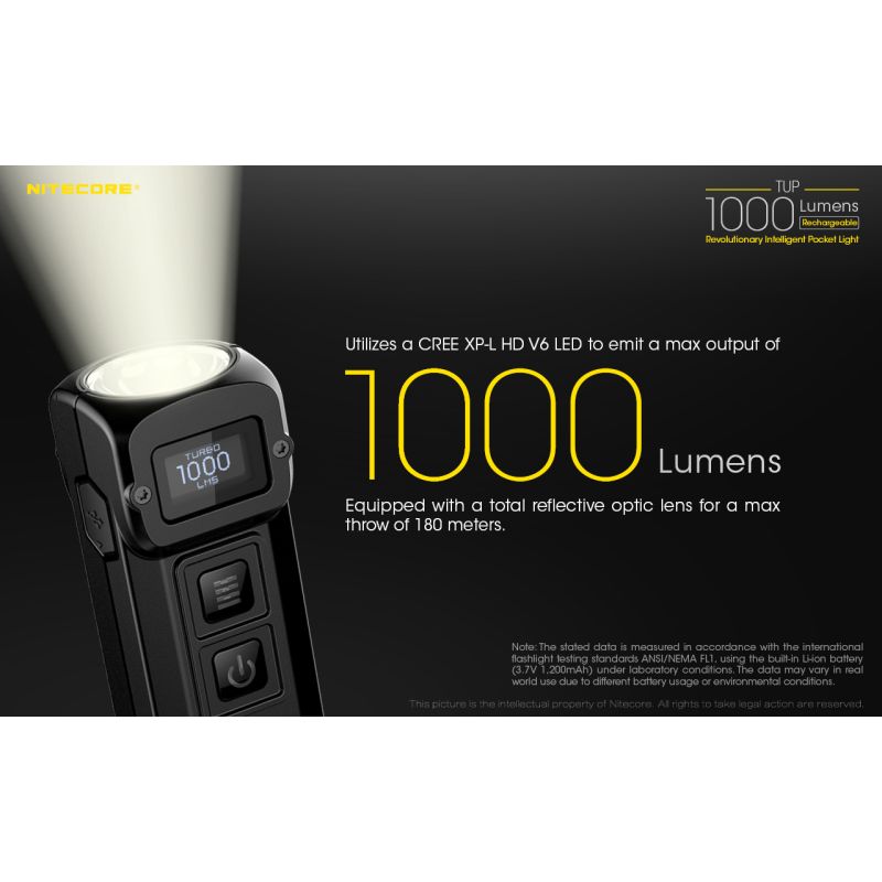 NITECORE TUP XP-L HD V6 LED 1000 Lumen USB Wiederaufladbare Mini-Taschenlampe