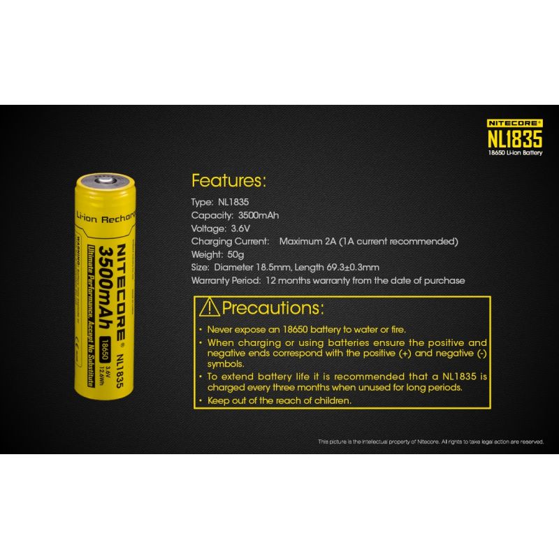 Nitecore 18650 NL1835 3500 3,6V 12.6WH Li-Ion-Akku