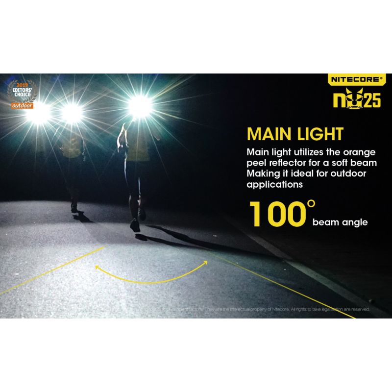 Nitecore NU25 XP-G2 S3 LED 360 Lumen LED-LED-Wiederaufladbare Scheinwerfer
