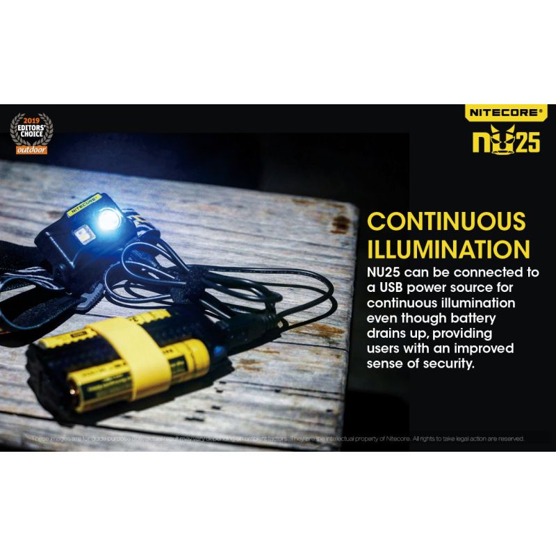 Nitecore NU25 XP-G2 S3 LED 360 Lumen LED-LED-Wiederaufladbare Scheinwerfer
