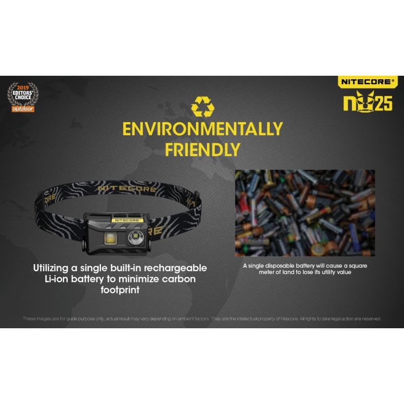 Nitecore NU25 XP-G2 S3 LED 360 Lumen LED-LED-Wiederaufladbare Scheinwerfer