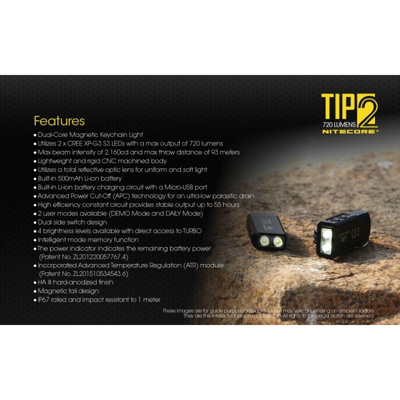 NITECORE TIPP2 XP-G3 S3 LED 720 Lumen USB Wiederaufladbare Schlüsselanhänger Tastenlampe