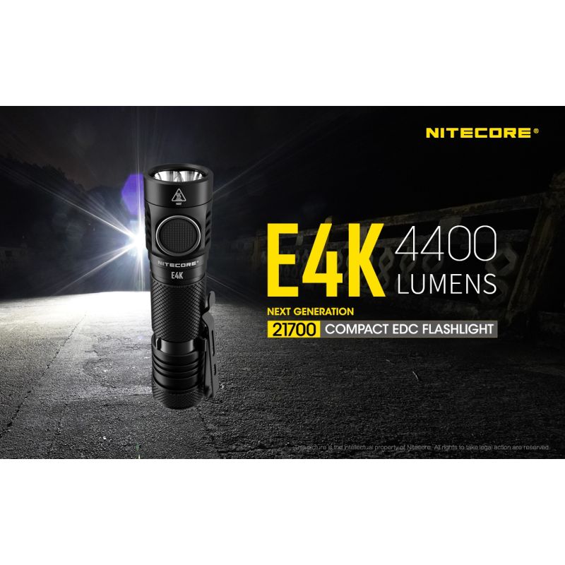 NITECORE E4K 4 x XP-L2 V6 LED 4400 Lumen 21700 Batterie-Taschenlampe