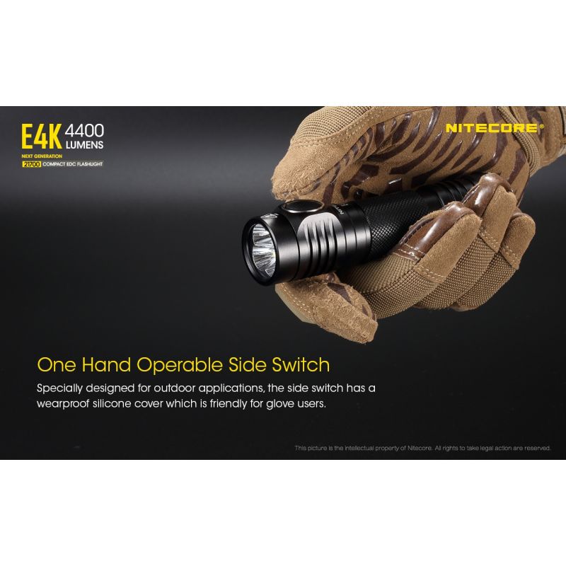 NITECORE E4K 4 x XP-L2 V6 LED 4400 Lumen 21700 Batterie-Taschenlampe