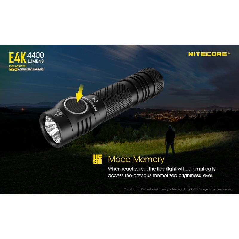 NITECORE E4K 4 x XP-L2 V6 LED 4400 Lumen 21700 Batterie-Taschenlampe