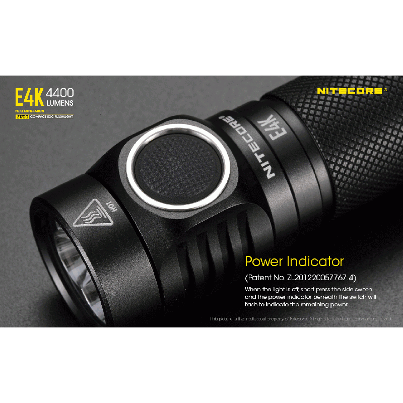 NITECORE E4K 4 x XP-L2 V6 LED 4400 Lumen 21700 Batterie-Taschenlampe