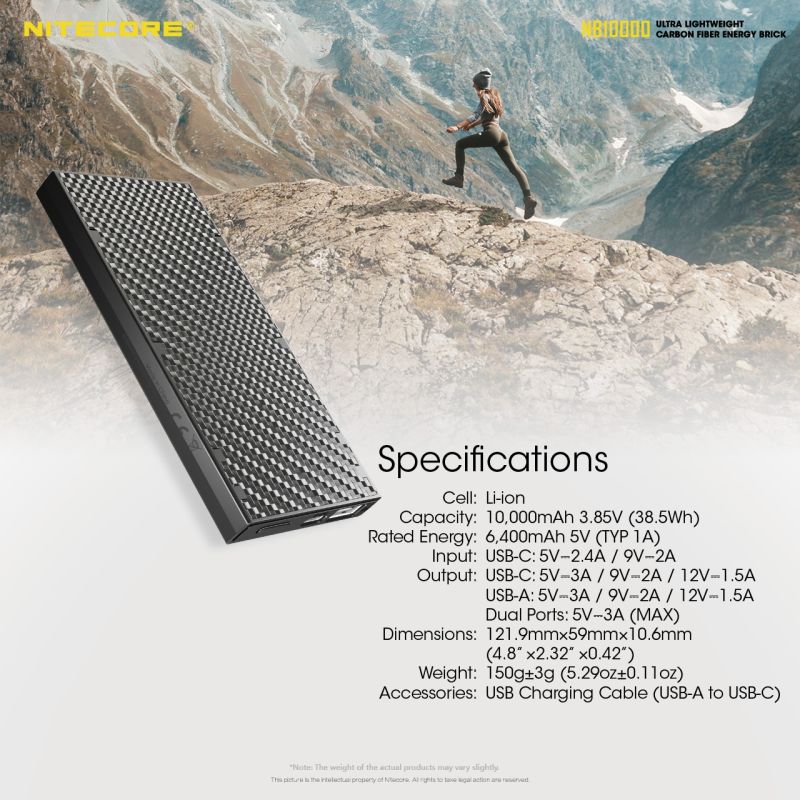 NITECORE NB10000 QC Dual Port USB / USB-C 10000MAH Power Bank