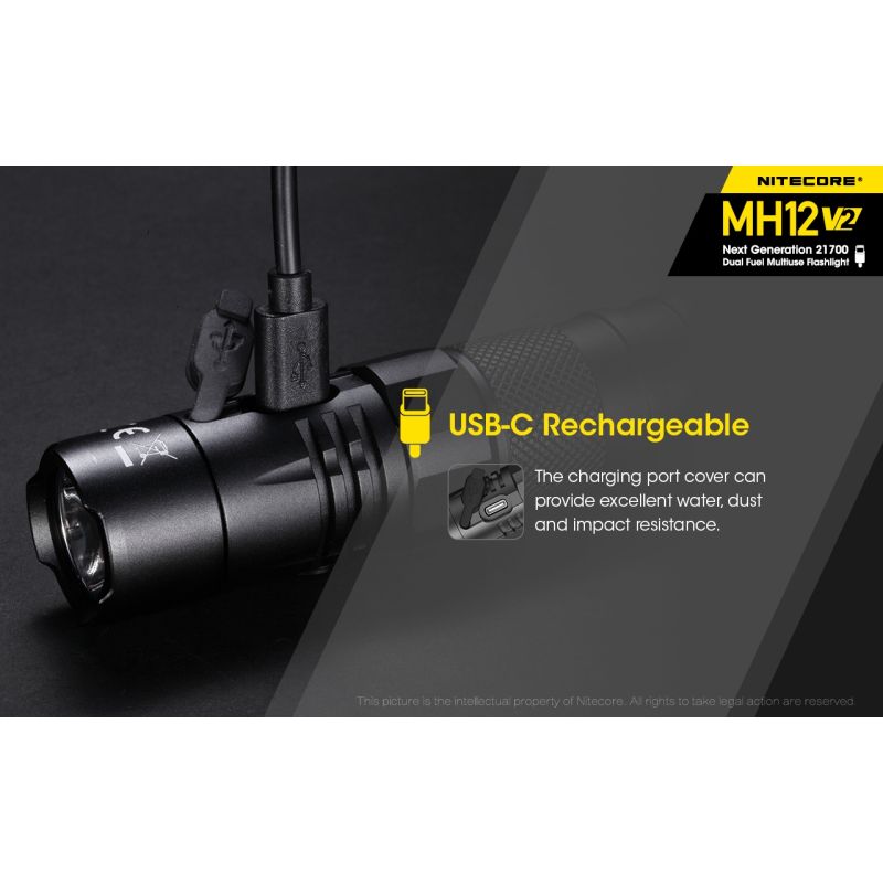 Nitecore MH12 V2 XP-L2 V6 LED 1200 Lumen 21700 Batterie-Taschenlampe