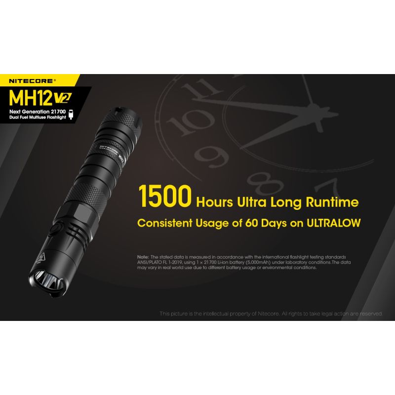 Nitecore MH12 V2 XP-L2 V6 LED 1200 Lumen 21700 Batterie-Taschenlampe