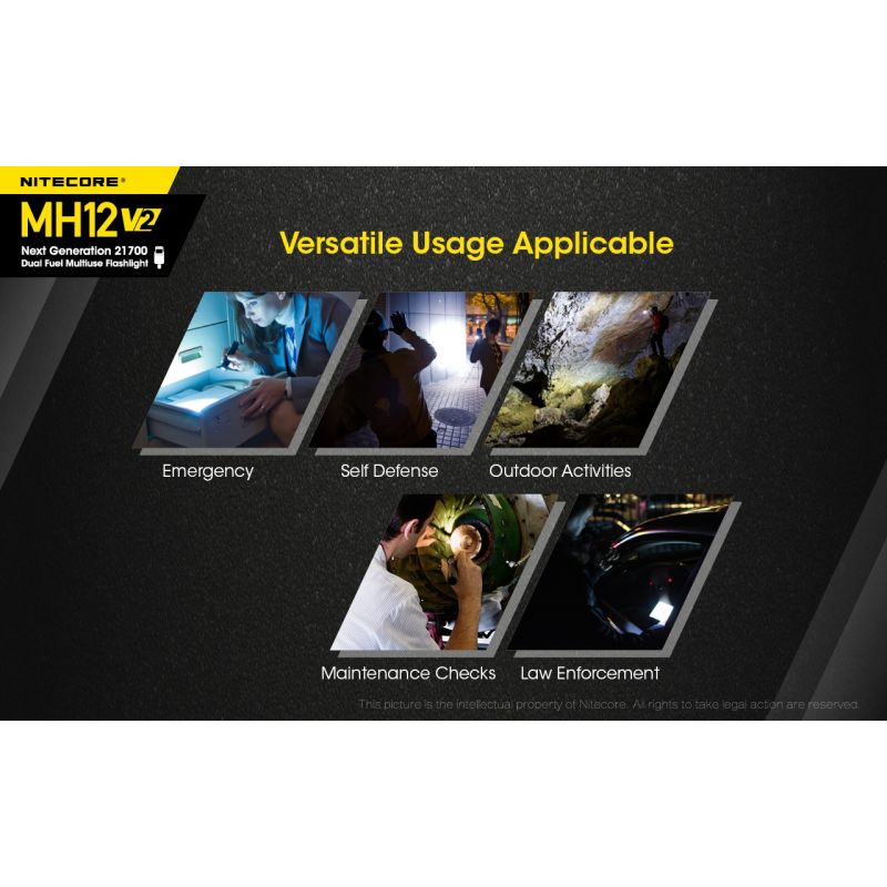 Nitecore MH12 V2 XP-L2 V6 LED 1200 Lumen 21700 Batterie-Taschenlampe