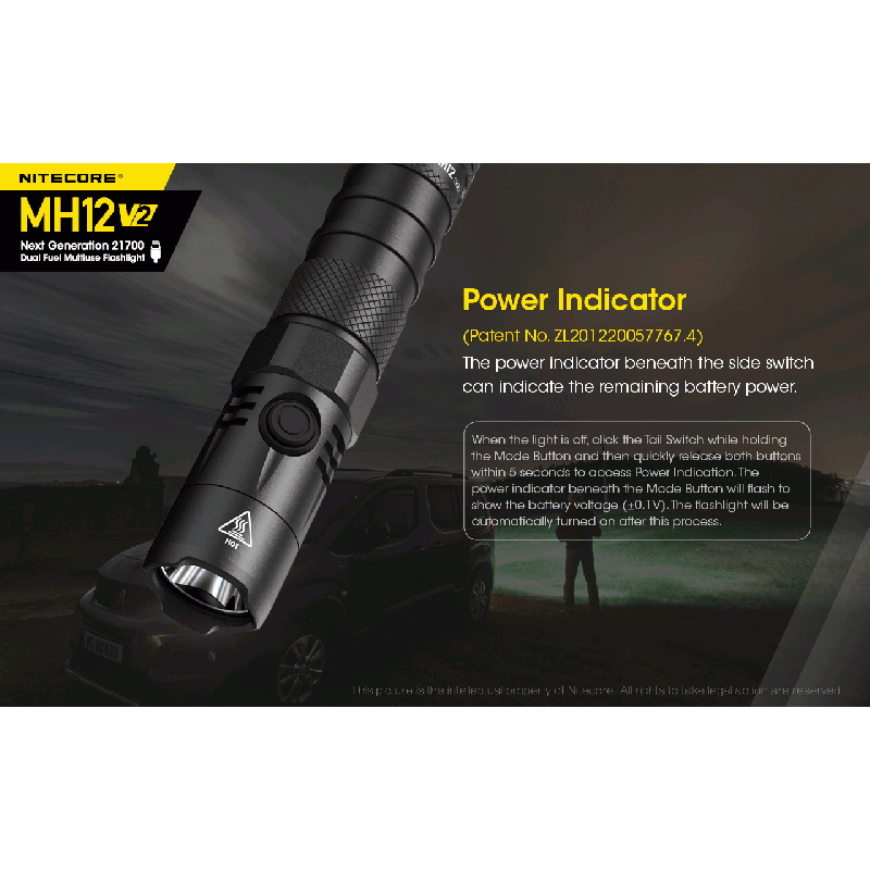 Nitecore MH12 V2 XP-L2 V6 LED 1200 Lumen 21700 Batterie-Taschenlampe