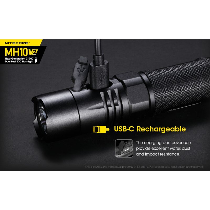NITECORE MH10 V2 XP-L2 V6 LED 1200 Lumen USB-C Ladegerät 21700 Batterie-Taschenlampe