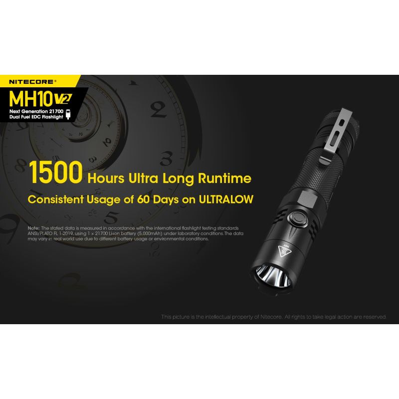 NITECORE MH10 V2 XP-L2 V6 LED 1200 Lumen USB-C Ladegerät 21700 Batterie-Taschenlampe