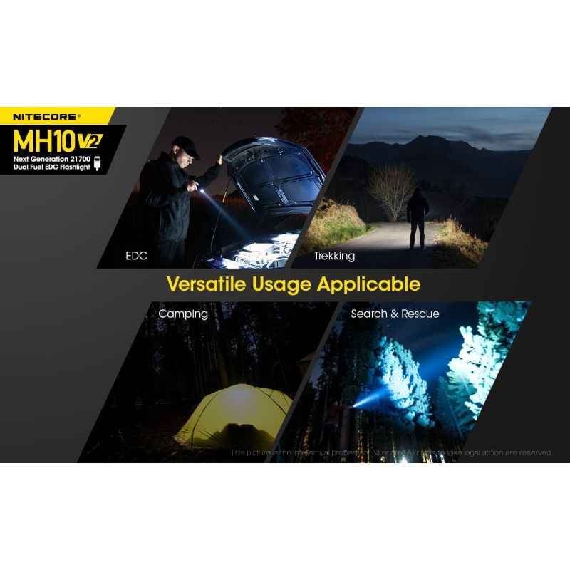 NITECORE MH10 V2 XP-L2 V6 LED 1200 Lumen USB-C Ladegerät 21700 Batterie-Taschenlampe