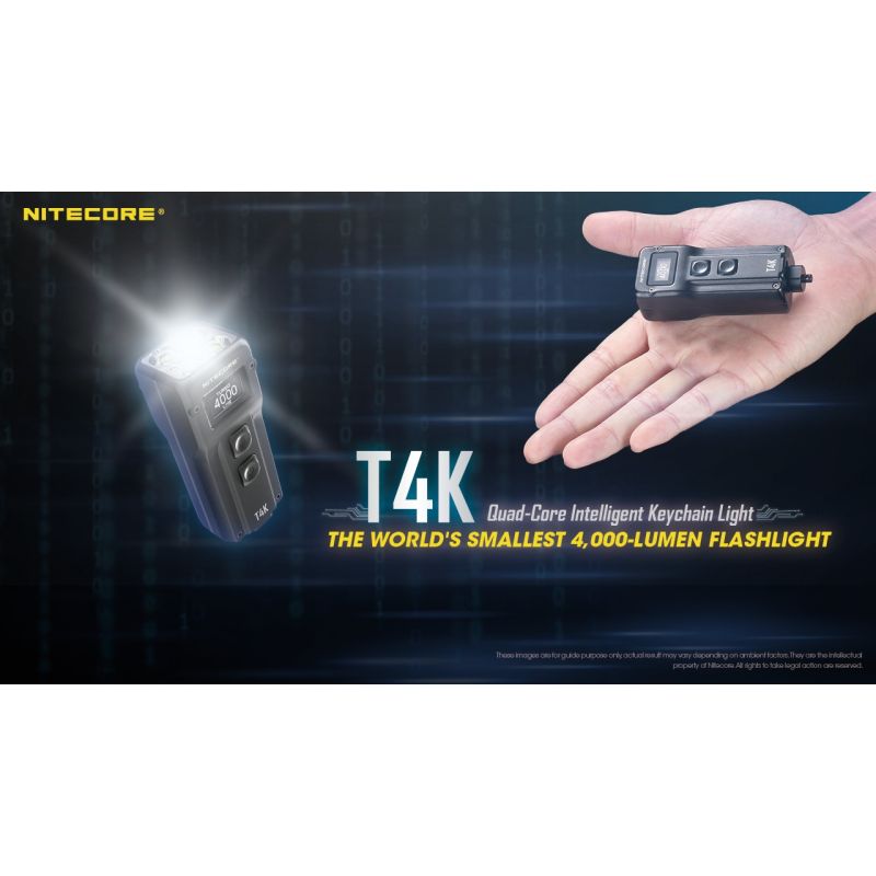 NITECORE T4K 4 x XP-L2 V6 LEDs 4000 Lumen eingebaute Batterie mit USB-C-Aufladung Portable Keychain Taschenlampe