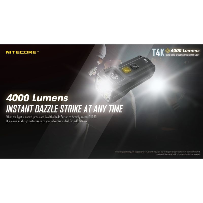 NITECORE T4K 4 x XP-L2 V6 LEDs 4000 Lumen eingebaute Batterie mit USB-C-Aufladung Portable Keychain Taschenlampe