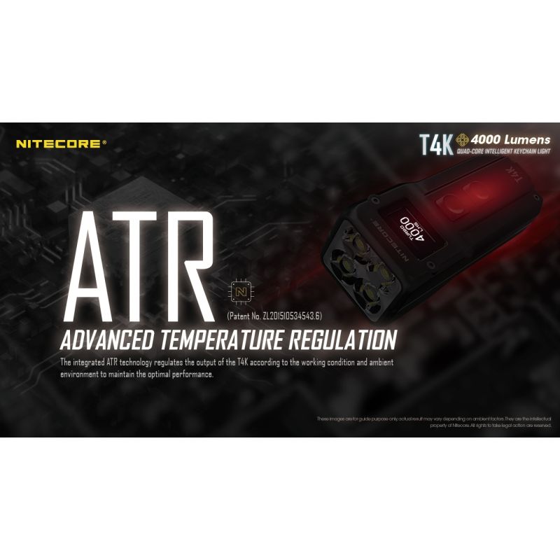 NITECORE T4K 4 x XP-L2 V6 LEDs 4000 Lumen eingebaute Batterie mit USB-C-Aufladung Portable Keychain Taschenlampe