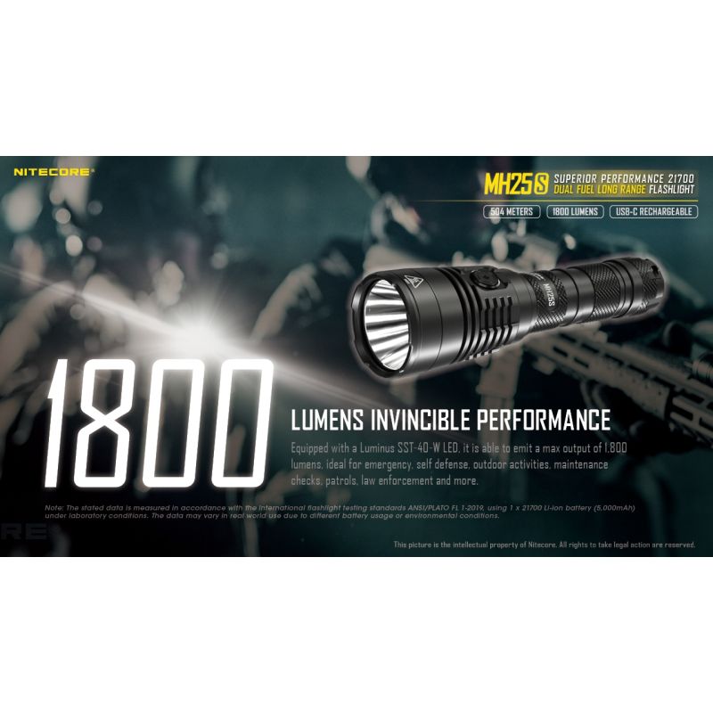NITECORE MH25S LUMINUS SST-40 1800 LUMEN USB-C Wiederaufladbare Taschenlampe