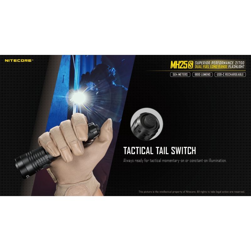 NITECORE MH25S LUMINUS SST-40 1800 LUMEN USB-C Wiederaufladbare Taschenlampe
