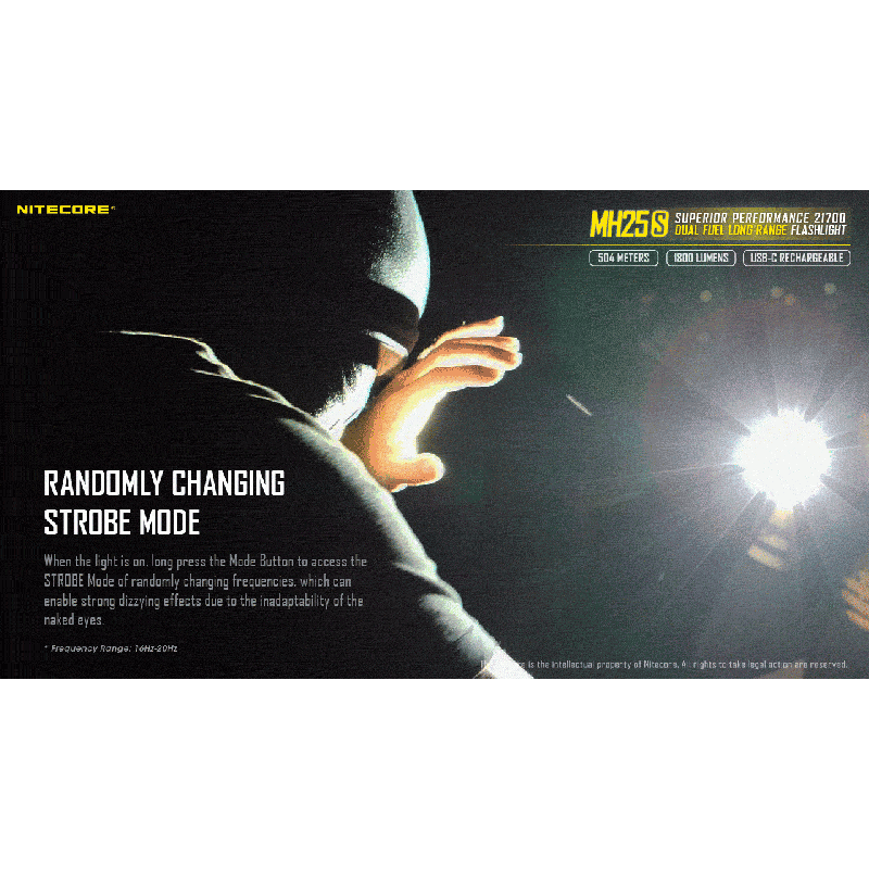 NITECORE MH25S LUMINUS SST-40 1800 LUMEN USB-C Wiederaufladbare Taschenlampe