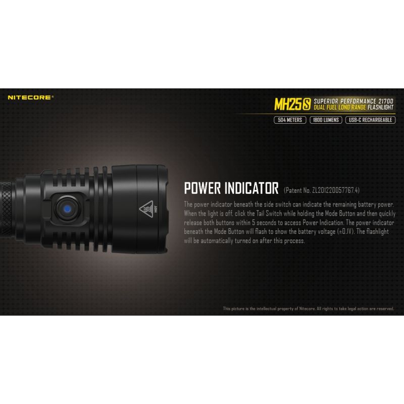 NITECORE MH25S LUMINUS SST-40 1800 LUMEN USB-C Wiederaufladbare Taschenlampe