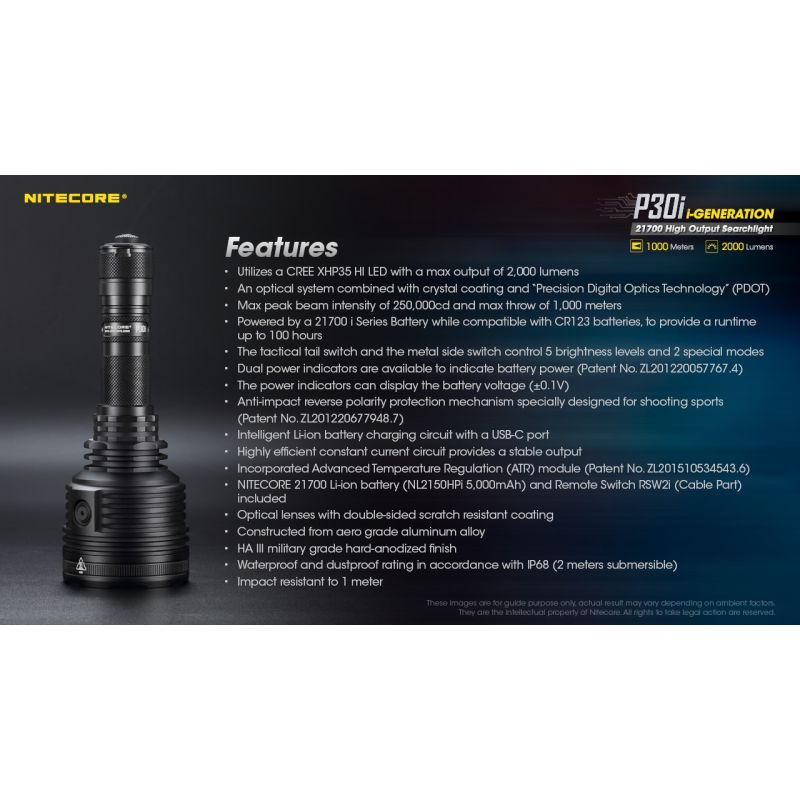 Nitecore P30i XHP35 HI LED 2000 Lumen 1000 Meter LED-Taschenlampe
