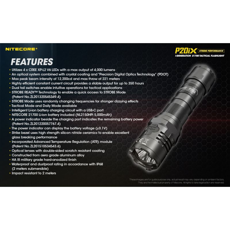 NITECORE P20IX 4 x XP-L2 V6 LED 4000 Lumen Taschenlampe