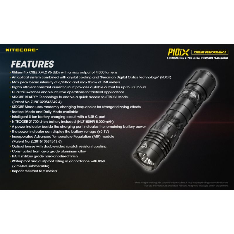 Nitecore P10iX 4 x XP-L2 V6 LED 4000 Lumen Taschenlampe
