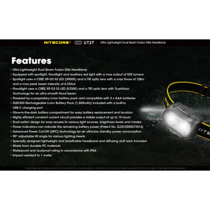Nitecore UT27 2 x XP-G3 S3 LED 520 Lumen Scheinwerfer
