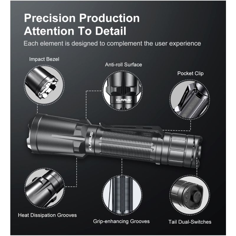 Klarus XT11GT PRO V2.0 Luminus SST-70 3300LM 410M USB-C schnell wiederaufladbare Taschenlampe