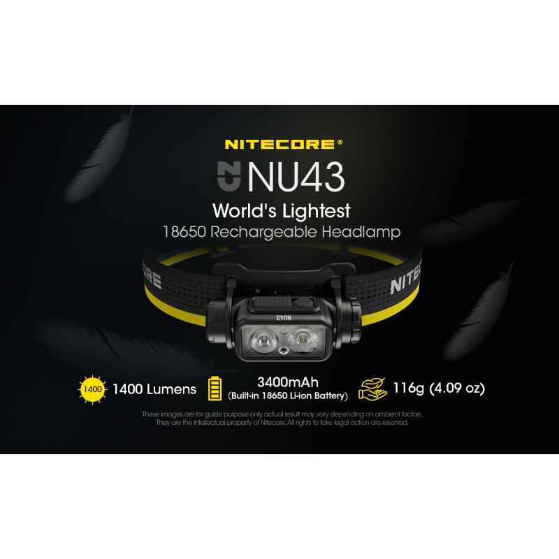 NITECORE NU43 Wiederaufladbare Stirnlampe Weiß- und Rotlicht-Laternen-Scheinwerfer-Taschenlampe mit 3400-mAh-Akku für Outdoor-Camping