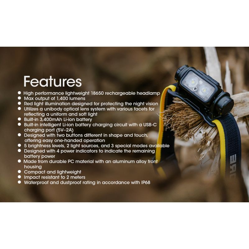 NITECORE NU43 Wiederaufladbare Stirnlampe Weiß- und Rotlicht-Laternen-Scheinwerfer-Taschenlampe mit 3400-mAh-Akku für Outdoor-Camping