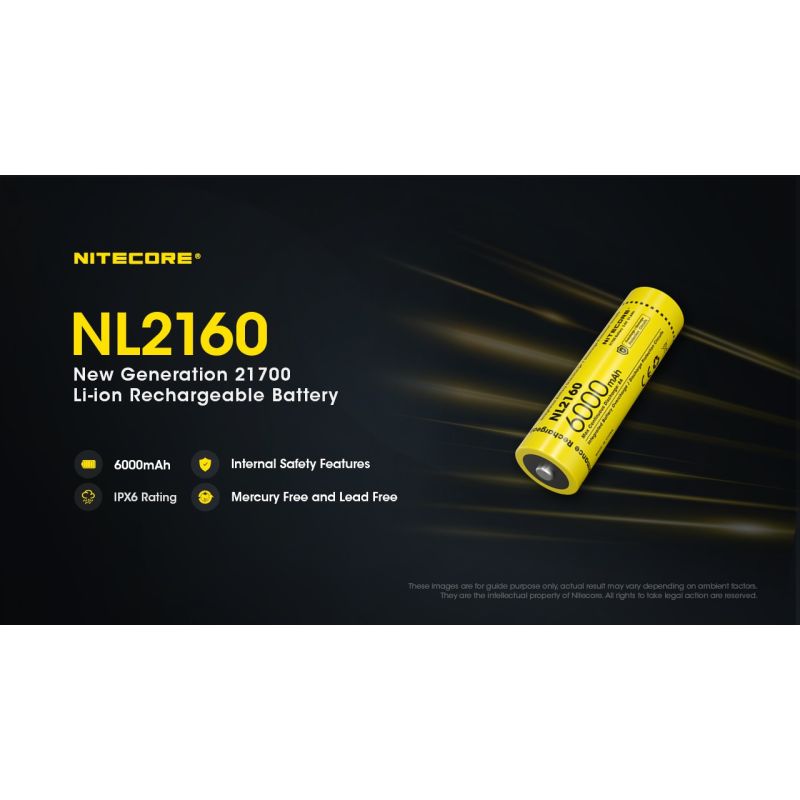 NITECORE NL2160 6000MAH 3.6V 14.4WH 21700 LI-ION ABCHNITTLICHE BATTERIE