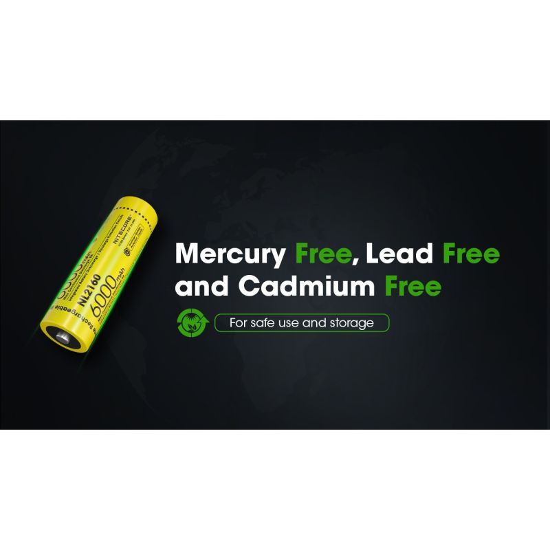 NITECORE NL2160 6000MAH 3.6V 14.4WH 21700 LI-ION ABCHNITTLICHE BATTERIE