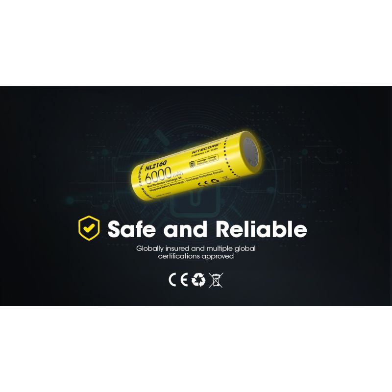 NITECORE NL2160 6000MAH 3.6V 14.4WH 21700 LI-ION ABCHNITTLICHE BATTERIE