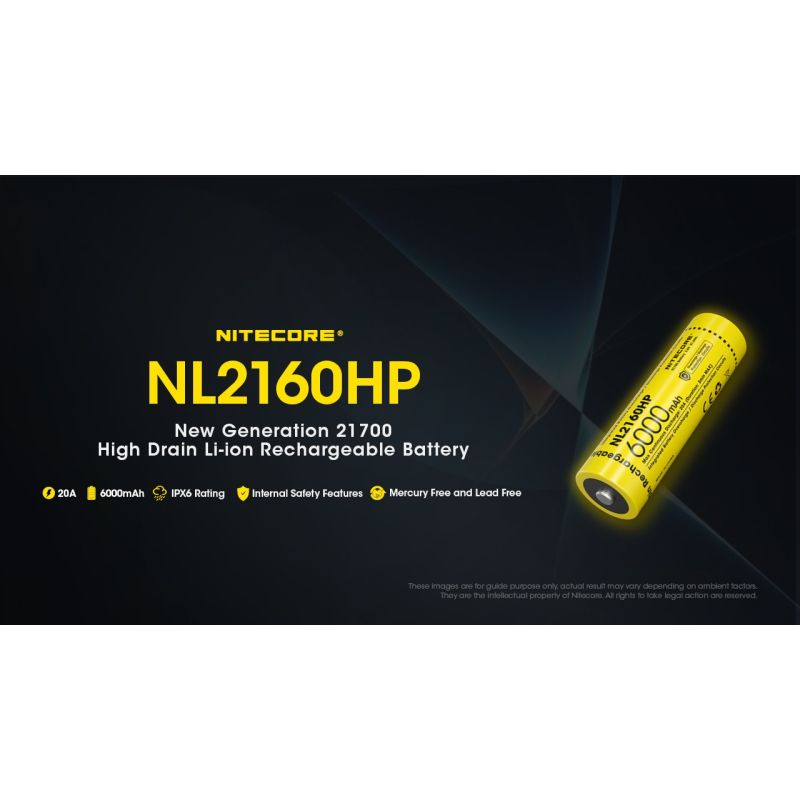 NITECORE NL2160HP 6000MAH 3.6V 18WH 21700 USB-C Li-Ion-Wiederaufladbare Batterie